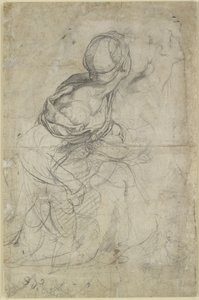 Verso: Studi per due donne inginocchiate, WA1846.198 da Raffaello Sanzio Raphael